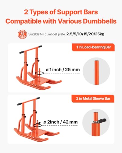 VEVOR Football Sleds and Chutes, Weight Sled, Football Training Pull Push Running Sled, Fitness Workout Sled Push Gym Equipment, Adjustable Height Handle, Compatible 1/2 in Weight Plates - style: T-Handle Orange