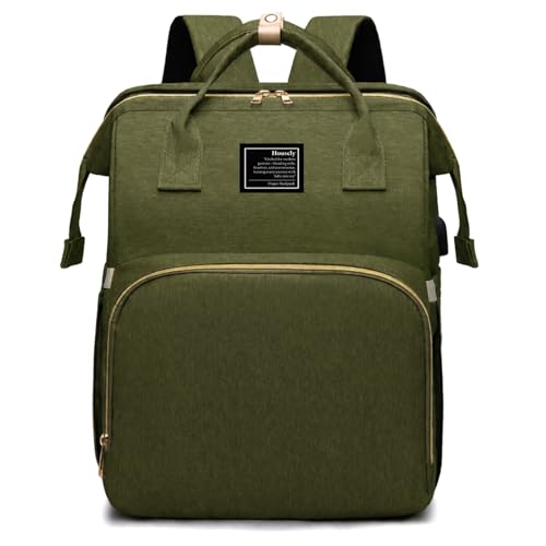 houscly Diaper Bag Backpack with Changing Station: Army Green Baby Bags for Girls Boys New Mom Gifts Pañaleras Para Bebe Baby Girl Newborn Essentials Must Haves Baby Shower Gifts Baby Registry - color: Army Green