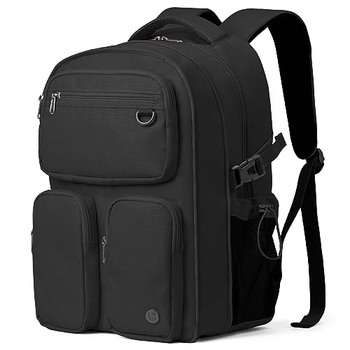mixi Large Expandable Travel Laptop Backpack, Lightweight Durable College Bookbag Men Woman 15.6" Computer Bag, Water Resistant Outdoor Hiking Backpacks With Multifunction Pockets, Black - color: Black Expandable