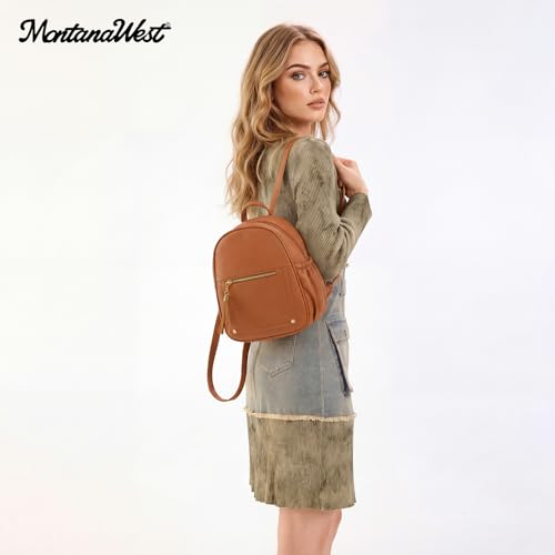 Montana West Mini Backpack Purse for Women Anti Theft Backpacks with Secured Zipper and Tassel - color: Mini Brown