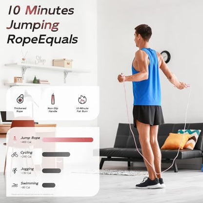 Jump Rope with silicone handle,Tangle-Free Jump Rope with Dual Bearing System,Ultra-Smooth for Fitness & Training - color: pink