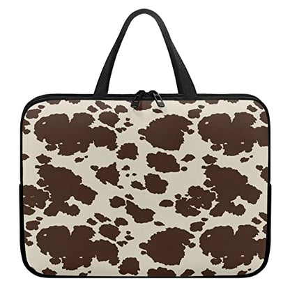 Cow Hide Print Brown Stripe Laptop Cases & Sleeves, Women's Computer Tote Bag for 10" 12" 13" 15" 17 inch Tablet/Notebook/Reader, Carrying Sleeve Handbag with Handle - color: Cow Hide Print Brown Stripe, size: 10 Inch