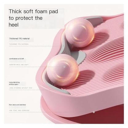 9 Level Adjustable Foldable Slant Board, Yoga Calf & Plantar Fasciitis Stretcher, Full Body Foot Ankle Stretch Balance Fitness Board For Home Gym Workout - color: Pink