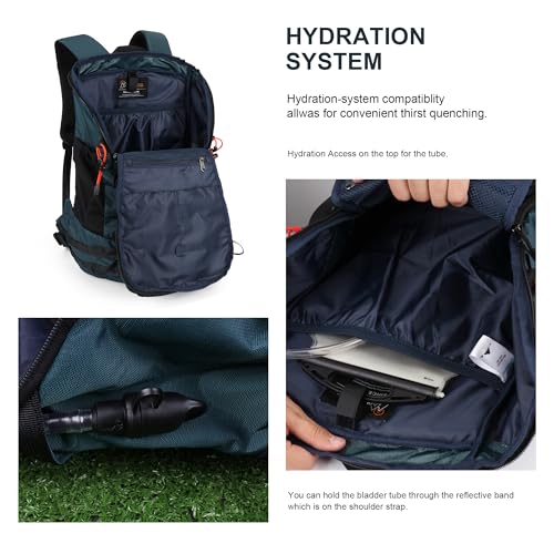 MOUNTAINTOP 35L Hiking Backpack, Lightweight Outdoor Travel Camping Daypack with Rain Cover for Men & Women（Blue） - color: Royal Blue