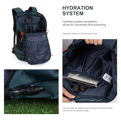MOUNTAINTOP 35L Hiking Backpack, Lightweight Outdoor Travel Camping Daypack with Rain Cover for Men & Women（Blue） - color: Royal Blue