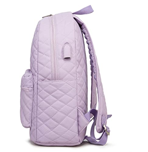 Kinmac Laptop Backpack with Massage Cushion Straps and USB Charging Port for Laptop Up to 15.6 Inch Men Women Travel Outdoor Backpack (Purple) - color: Purple Embroider