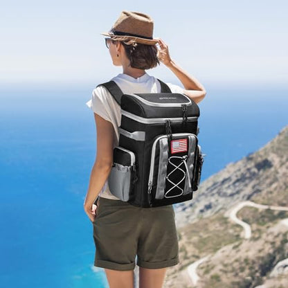 Maelstrom 35/50 Can Insulated Backpack Cooler, Leakproof Soft Lunch Ice Bag - color: Black, size: 35 Can