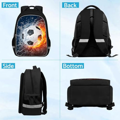 TILYTADLY School Backpack for Boys - Soccer Boys Backpack for Kids Children Teens Elementary Middle School - Students Bag for Ages 6-18,17″Bookbag Multifunctional Large Capacity - color: Soccer-08-backpack Only