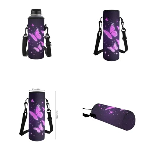 Aesthetic Butterfly Backpack for Girls Kids Backpack with Lunch Box Water Bottle Carrier with Strap and Big Pencil Case 4PCS Set Bookbag with Front Pocket for School 17" Lightweight School Bag - color: Aesthetic Purple Butterfly