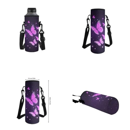 Aesthetic Butterfly Backpack for Girls Kids Backpack with Lunch Box Water Bottle Carrier with Strap and Big Pencil Case 4PCS Set Bookbag with Front Pocket for School 17" Lightweight School Bag - color: Aesthetic Purple Butterfly