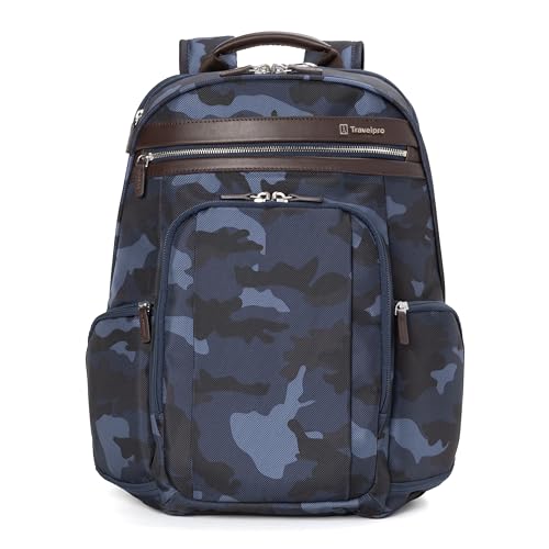 Travelpro Platinum Elite Business Laptop Travel Backpack, Fits up to 16 Inch Laptop, Water Resistant, Men and Women, Navy Camouflage - color: Navy Camouflage, size: 17.5 inches