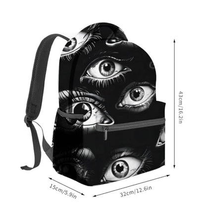 Gothic Eye Backpack,Black & White Polyester Backpacks,Lightweight Double Shoulder Back Pack for Adults,Goth Bookbag,School Bag Gifts,Casual Travel Daypack Book Packs - color: Gothic Eye