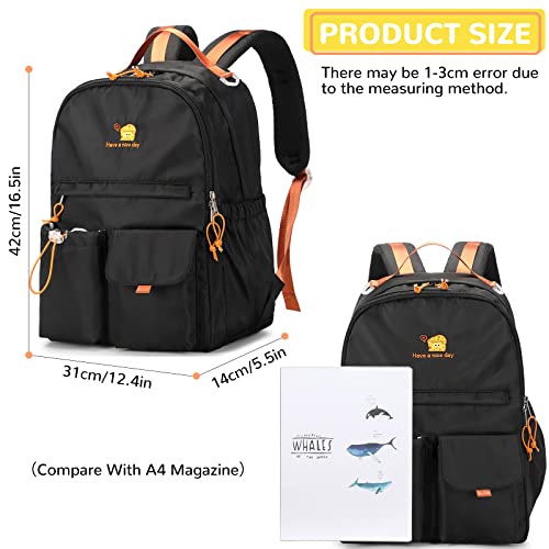 Lanola Teen Girl School Backpack Casual Daypack Bookbag Elementary College Travel Backpack with Cute Ribbon for Girls - color: Cheese-black
