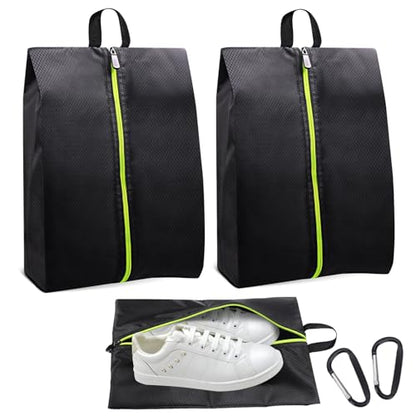 Roliwils 2 Pack Smell Proof Shoe Cleat Bag with Reinforced Handle | Odor-resistant Cleat Bag with Carabiner | Travel Shoe Organizer for Men | Baseball Soccer Footwear Storage - size: 2P