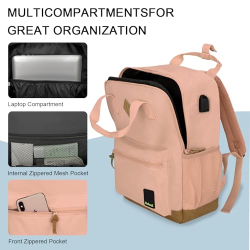 Goloni Small Carry On Travel Backpack with USB Charging Port, Lightweight Water Resistant Mini Carry-on Backpack for Men Women, Compact Personal Everyday Backpack,Pink - color: Pink