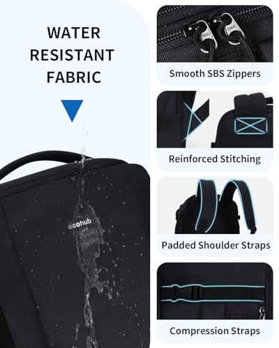 ECOHUB Travel Backpack for Men, Flight Approved Carry On Bag, Personal Item for Airplane Travel, Fits 17.3" Laptop, 30L Business Weekender, Black - color: Black