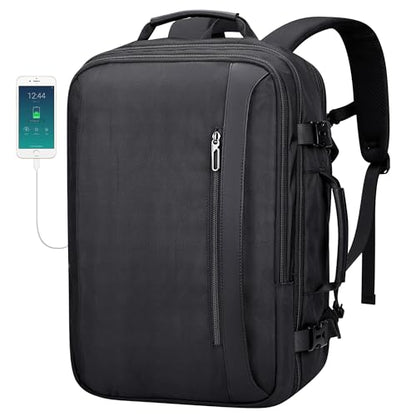 PIJUSHI Travel Backpack for Women Expandable Carry on Luggage Backpack Airline Approved TSA 16" Laptop Bag Business with USB Port(PE034 Black) - color: Black