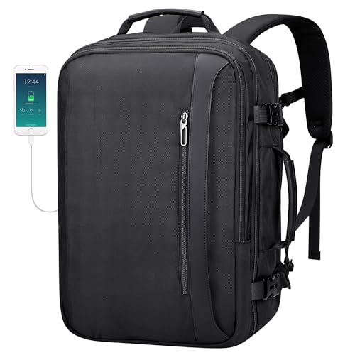 PIJUSHI Travel Backpack for Women Expandable Carry on Luggage Backpack Airline Approved TSA 16" Laptop Bag Business with USB Port(PE034 Black) - color: Black