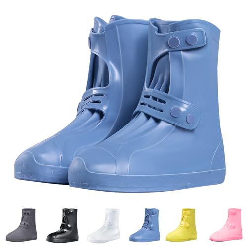 Waterproof Shoe Covers Non-Slip Rain Shoe Covers Reusable Silicone Shoes Covers For Rain Resistant Rain Boots For Men Women Outdoor Overshoes Protection - color: Blue-01, size: M (Kid 3.5Y-5Y / Women 4.5-5.5)