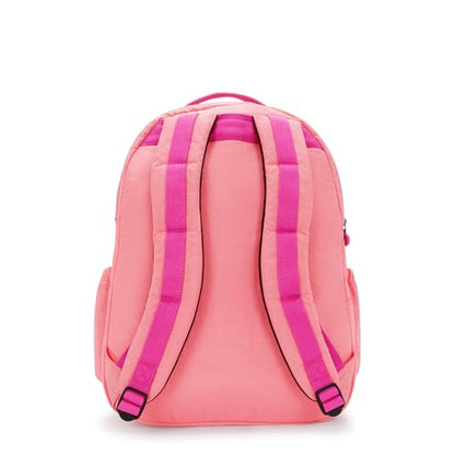 Kipling Women's Seoul Extra Large 17" Laptop Backpack, Durable, Roomy with Padded Shoulder Straps, Built-In Protective Sleeve - color: Pink Burst, size: 13.5''L x 17.75''H x 9''D