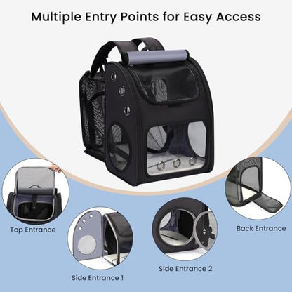 Expandable Cat Carrier Backpack, Large Space, Airline Approved, XL | Pet Carrier Backpack Up to 25 lbs, Portable Pet Travel Backpack, Ideal for Traveling/Hiking /Camping/Vet, Black - color: Black-XL