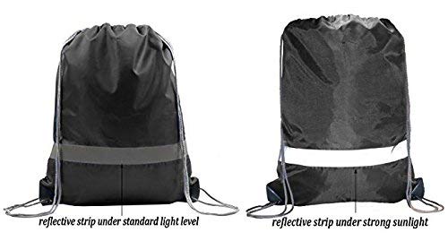 BeeGreen Drawstring Backpack Bags 20,30,50 Packs Reflective String Bags for Gym Sport Trip Cinch Sack DIY for Women Men - color: Black Flective