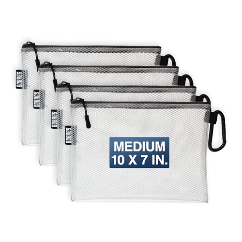 GOBAGS Air Production Medium Clear Zipper Pouch (4‑Pack) – Cable Organizer & Travel Gear Bag for Electronics, Camera Accessories, Tool Pouch & Small Tech Storage - color: Black, size: Medium