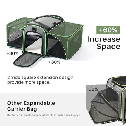 Gardner Pet Expandable Cat Carrier Airline Approved (18x12x12 in), 2-Side Square Extension Pet Travel Carrier for Medium Cats up to 15 lbs, Mesh Soft-Sided Cat Carrier Bag - color: Grand Edition (18"x 12"x 12")