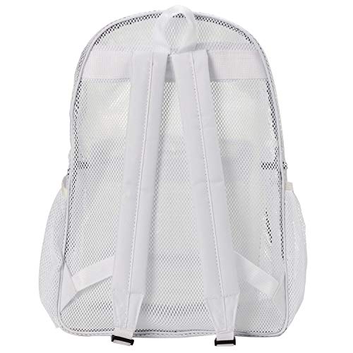 K-Cliffs Heavy Duty Mesh Backpack Quality Classic Student Net Bookbag Durable See Through Simple Netting Daypack Basic School Bag White - color: White