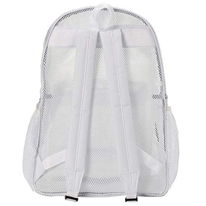 K-Cliffs Heavy Duty Mesh Backpack Quality Classic Student Net Bookbag Durable See Through Simple Netting Daypack Basic School Bag White - color: White