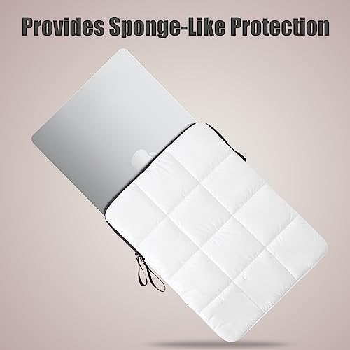 Puffy Laptop Sleeve 13 Inch White, Waterproof Carrying Case Bag for Women, Fluffy Computer iPad Pro 12.9 Case, Compatible with MacBook Pro 12, MacBook Air M2 M1, Asus/Dell XPS/Lenovo in Cover - color: White, size: 13-inch