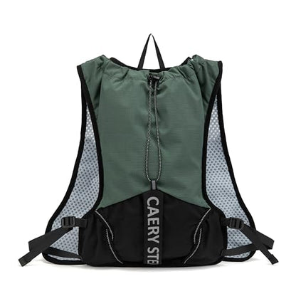 Lightweight Running Hydration Backpack, 1.5L Water Bag Running Vest | Marathon, Hiking Cycling, Breathable Adjustable Design, Unisex - color: olive green