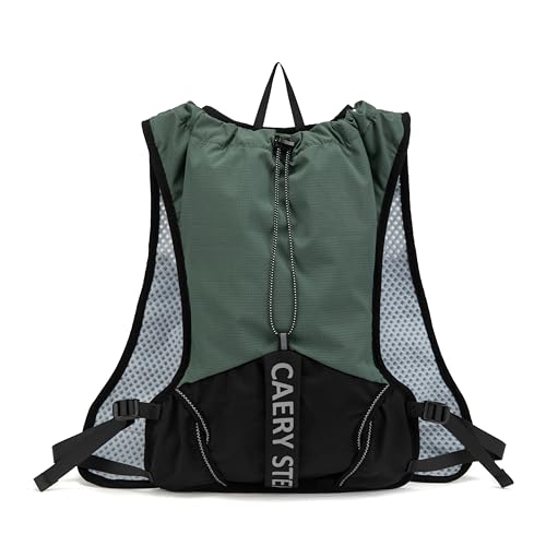 Lightweight Running Hydration Backpack, 1.5L Water Bag Running Vest | Marathon, Hiking Cycling, Breathable Adjustable Design, Unisex - color: olive green
