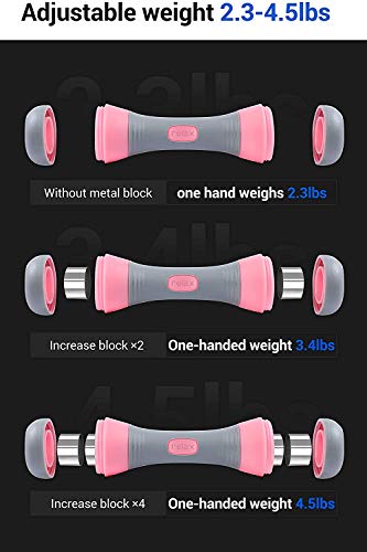 Nice C Adjustable Dumbbells Weights, Neoprene All-in-1 Options, Non-Slip, All-Purpose, Home, Gym, Office - style: Pink 4.5lb Pair