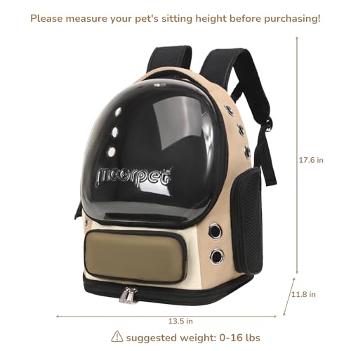 Cat Bubble Backpack Carrier, TSA Airline Approved Pet Travel Bag for Small Medium Dogs, Clear Hiking Camping Backpack for Cats, Kitten and Puppy up to 18 lbs, Khaki Bubble - color: Khaki Bubble