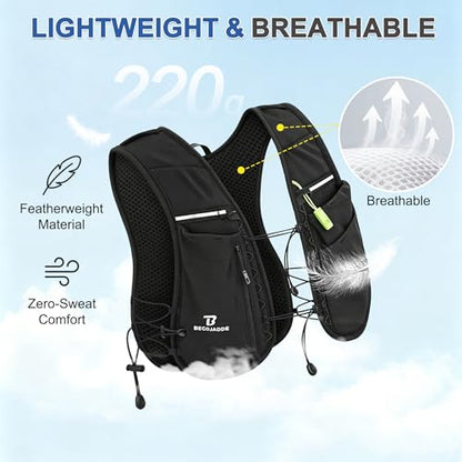 BECOJADDE 5L Running Vest for Women, Hydration Backpack Lightweight & Breathable for Trail Running, Marathon, Hiking, Cycling - color: Black