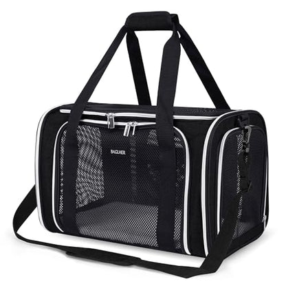 BAGLHER Pet Travel Carrier, Cat Carriers Dog Carrier for Small Medium Cats Dogs Puppies, Airline Approved Small Dog Carrier Soft Sided, Collapsible Puppy Carrier. Black - color: Black, size: Medium