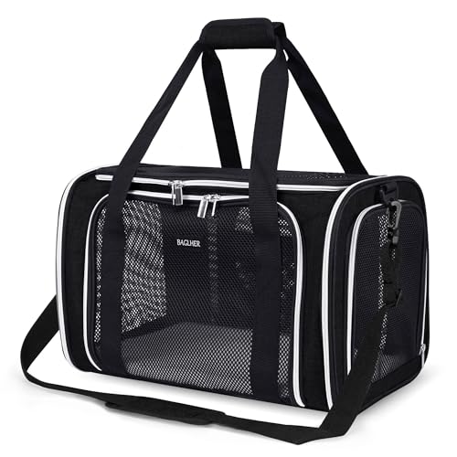 BAGLHER Pet Travel Carrier, Cat Carriers Dog Carrier for Small Medium Cats Dogs Puppies, Airline Approved Small Dog Carrier Soft Sided, Collapsible Puppy Carrier. Black - color: Black, size: Medium
