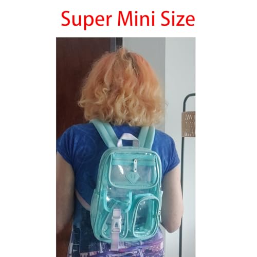 PIG PIG GIRL Mini Clear Backpack for Stadium Events, Small Clear Bag for Child for Festival Concert,Green(Not Fits School) - color: Mini-green