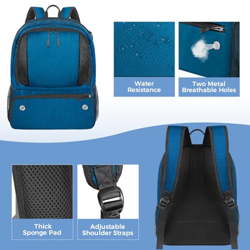 YOREPEK Basketball Backpack, Lightweight Basketball Bag with Ball Holder & Shoes Compartment, Sports Backpack Training Equipment Fit Soccer Volleyball Football - color: Blue