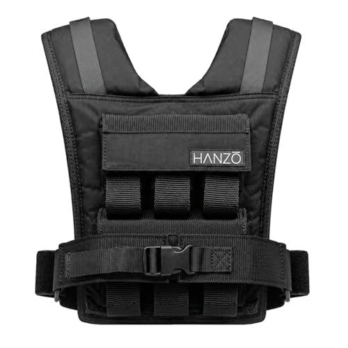HANZO Weighted Vest for Men & Women 25lbs | 35lbs | 45lbs | 65lbs | Weight Vest With Removable Iron Weights, Adjustable Heavy Duty Weighted Workout Vest for Calisthenics & Fitness Training - size: 25 lbs