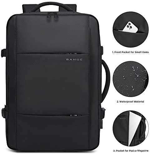 BANGE Travel Backpacks,Flight Approved Carry On Backpacks, 17-inch Laptop Backpack for International Travel Bag,Weekender Luggage Backpack for Men - color: Black