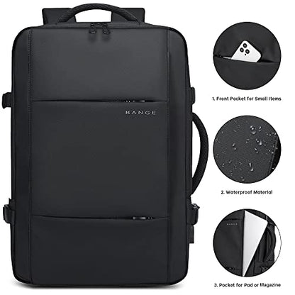 BANGE Travel Backpacks,Flight Approved Carry On Backpacks, 17-inch Laptop Backpack for International Travel Bag,Weekender Luggage Backpack for Men - color: Black