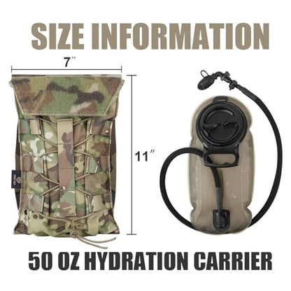 PETAC GEAR 1.5L / 3L Tactical Hydration Pack，Molle Carrier Pouch for 50 oz /100 oz Hydration Bladder Daypack Water Backpack. - color: MC, size: 1.5L combination set