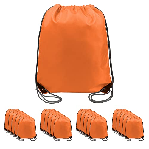 BeeGreen Orange 20 pieces Drawstring Backpack Bags Cinch Bags Bulk Heavy Duty Thanksgiving Bags to Hold Pumpkin Machine Washable Lightweight Sackpack Bags for Women Men - color: Orange