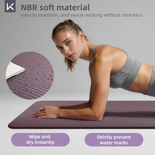 KEEP Extra Thick NBR Yoga Mat for Women & Men, 15mm Thick, 72”x32” Large Exercise Mat with Non-Slip Workout Mat for Yoga, Pilates, Stretching, Meditation – Wide & Cushioned Fitness Mat - color: Purple