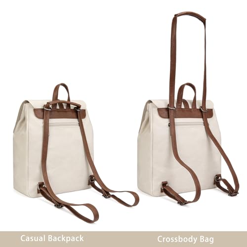 Montana West Backpack Purse for Women Casual Daypack Convertible Crossbody Backpack for Travel Work - color: Beige