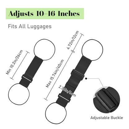 Multi Use Strong Adjustable Luggage Connector Straps for Suitcases,2 Pack Flexible Luggage Accessories Elastic Fastening Bag Strap (Black) - color: Black