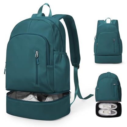 Gym Backpack for Women Men, Lightweight Gym Bag with Shoe Compartment, Waterproof Sports Backpack with Wet Pocket, Peacock Blue - color: A5-peacock Blue