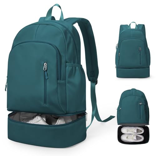 Gym Backpack for Women Men, Lightweight Gym Bag with Shoe Compartment, Waterproof Sports Backpack with Wet Pocket, Peacock Blue - color: A5-peacock Blue